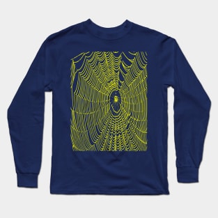 Artistic Halloween Spider Web Cobweb Doodle In Yellow Long Sleeve T-Shirt